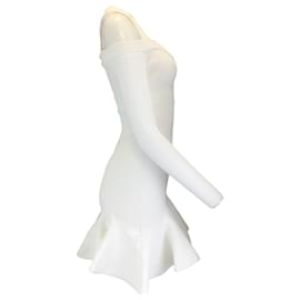 Autre Marque-Alexander McQueen White Ribbed Knit Mini Dress-White