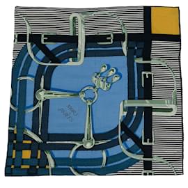 Hermès-Bufanda de cachemir azul Hermes Mors a Jouets-Azul