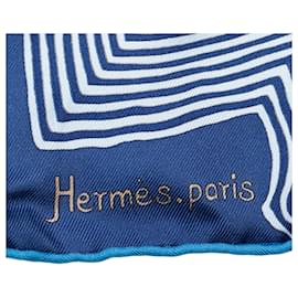 Hermès-Blue Hermès Coupons Lenços de seda indianos-Azul
