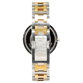 Hermès-Silver Hermes Quartz Stainless Steel Clipper Watch-Silvery