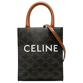 Céline-Bolso satchel Cabas vertical Celine Mini Triomphe marrón marrón-Castaño