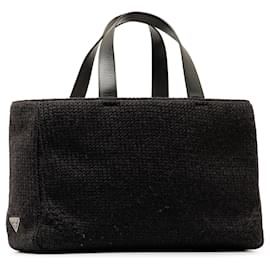 Prada-Black Prada Wool Tote Bag-Black