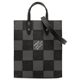 Louis Vuitton-Schwarze Louis Vuitton Damier Checkerboard Sac Plat XS Umhängetasche -Schwarz