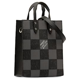 Louis Vuitton-Bolsa Louis Vuitton Damier Checkerboard Sac Plat XS preta-Preto