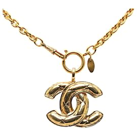 Chanel-Bracelet de costume collier pendentif CC Chanel en or-Doré