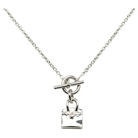 Hermès-Silver Hermès Amulettes Birkin Pendant Necklace-Silvery