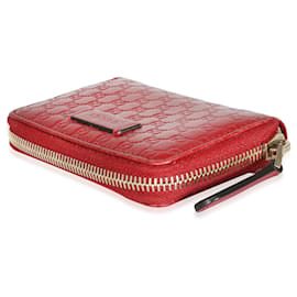Gucci-Portefeuille compact en cuir Microguccissima rouge Gucci-Rouge