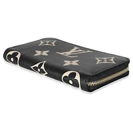 Louis Vuitton-Louis Vuitton Beige Black Monogram Giant Empreinte Zippy Wallet-Black