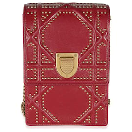 Christian Dior-Frizione verticale Diorama con borchie in pelle rossa Christian Dior su catena-Rosso
