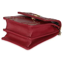 Christian Dior-Christian Dior Red Leather Studded Diorama Vertical Clutch On Chain-Red