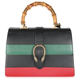 Gucci-Gucci Black Green Red calf leather Large Bamboo Dionysus Top Handle-Black
