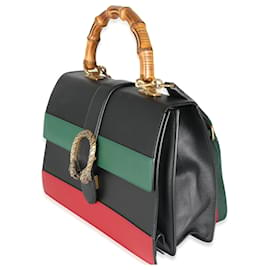 Gucci-Gucci Black Green Red calf leather Large Bamboo Dionysus Top Handle-Black