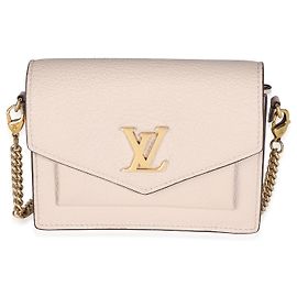 Louis Vuitton Mini pochete com corrente MyLockMe de couro de bezerro cinza Bege