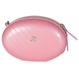 Chanel-Chanel Bolsa de noite em couro de bezerro rosa Chevron com corrente-Rosa