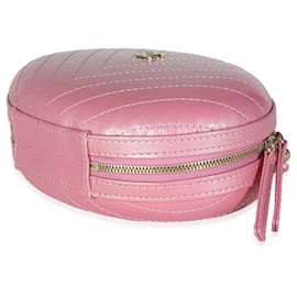 Chanel-Chanel Pink Chevron Calfskin Evening Clutch With Chain-Pink