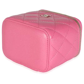 Chanel-Chanel Pink Quilted Caviar Mini Vanity Case With Chain-Pink