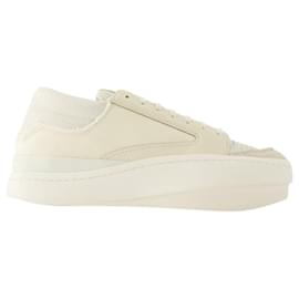 Y3-Lux Bball Low Sneakers - Y-3 - Leather - White-Brown,Beige