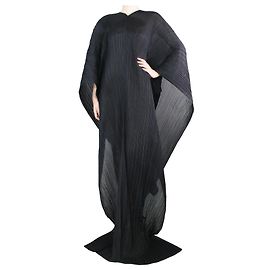 Pleats Please Schwarzes plissiertes Kaftankleid - Einheitsgröße Schwarz
