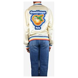 Casablanca-Cream satin patch souvenir jacket - size M-Cream
