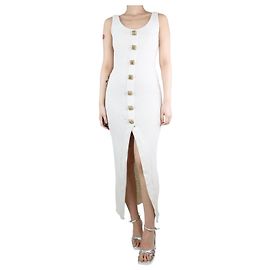 Balmain Robe en tricot boutonnée neutre sur le devant - taille UK 10 Autre