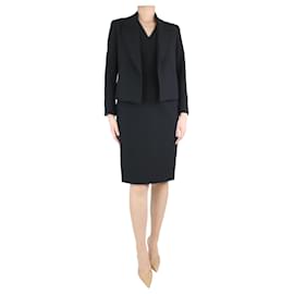 Hugo Boss-Black sleeveless v-neck dress and jacket set - size UK 10-Black