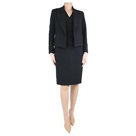Hugo Boss Ensemble robe et veste noire sans manches à col en V - taille UK 10 Noir