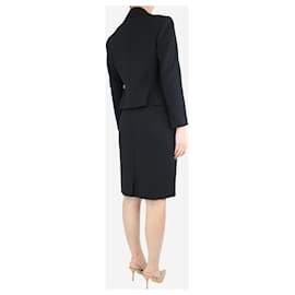 Hugo Boss-Black sleeveless v-neck dress and jacket set - size UK 10-Black