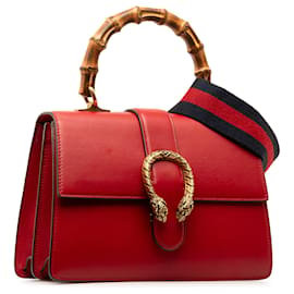 Gucci-Bolso satchel rojo mediano de bambú Dionysus Web de Gucci-Roja