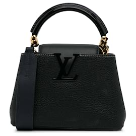 Louis Vuitton-Louis Vuitton Mini Capucines Taurillon Noir-Noir