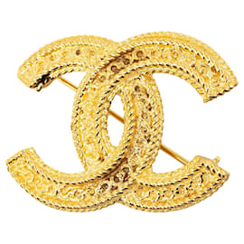 Chanel-Chanel Gold CC Brosche-Golden
