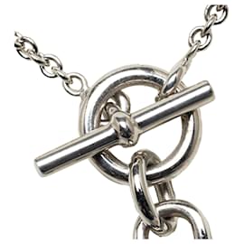 Hermès-Collana Hermès con ciondolo Birkin con amuleti in argento-Argento