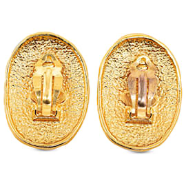 Chanel-Boucles d'oreilles à clip Chanel Gold CC Crown-Doré