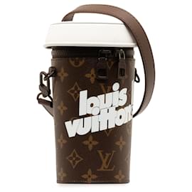Louis Vuitton-Bolsa Louis Vuitton Marrom Monograma para Xícara de Café-Marrom