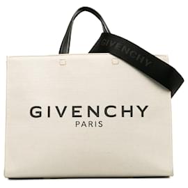 Givenchy-Givenchy Brown Canvas Medium G-Tote Shopping Bag-Brown,Beige