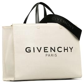 Givenchy-Givenchy Brown Canvas Medium G-Tote Shopping Bag-Brown,Beige