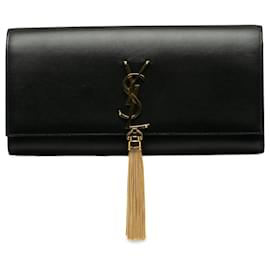 Saint Laurent-Bolso clutch con borlas Kate y monograma negro de Saint Laurent-Negro