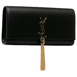 Saint Laurent-Bolso clutch con borlas Kate y monograma negro de Saint Laurent-Negro