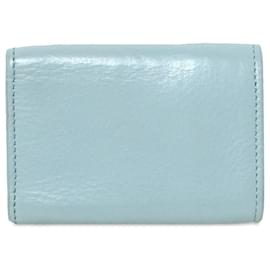 Balenciaga-Balenciaga Blue Mini Papier Leather Compact Wallet-Blue,Light blue