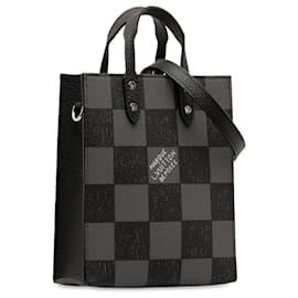 Louis Vuitton-Louis Vuitton Preto Damier Checkerboard Sac Plat XS-Preto