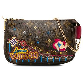 Louis Vuitton Brown Monogram Vivienne Christmas Print Mini Pochette Accessoires Marron