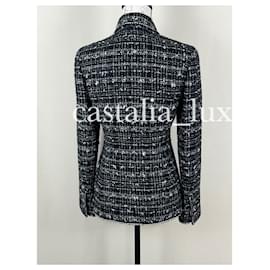 Chanel-Chaqueta de tweed negra con parche de caza CC.-Negro
