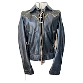 Just Cavalli-Just Cavalli leather jacket-Black,Golden,Gold hardware