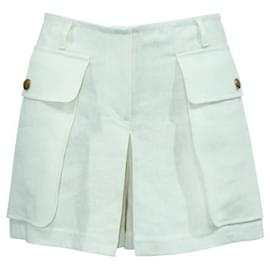 Hermès-HERMÈS Pantalón corto de lino color crema / falda pantalón-Crudo