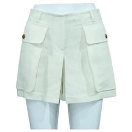 Hermès-HERMÈS Cream Linen Shorts / Skort-Cream