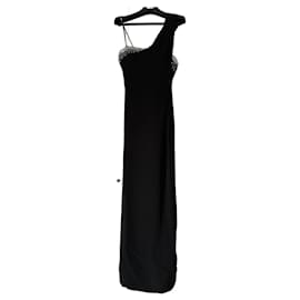 Gianni Versace-Espectacular vestido negro de Gianni Versace con strass.-Negro