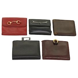 Gucci-GUCCI Wallet Leather 5Set Black Brown Red Auth bs12993-Brown,Black,Red