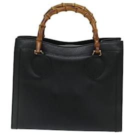 Gucci-GUCCI Bamboo Hand Bag Leather Black 002 0260 Auth yk11027-Black