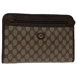 Gucci-GUCCI GG Supreme Clutch Bag PVC Beige 97 01 037 Auth bs12630-Beige