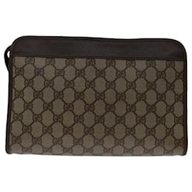 Gucci-GUCCI GG Supreme Clutch Bag PVC Beige 97 01 037 Auth bs12630-Beige