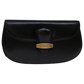 Gucci-GUCCI Interlocking Clutch Bag Leather Black Auth yk11284-Black
